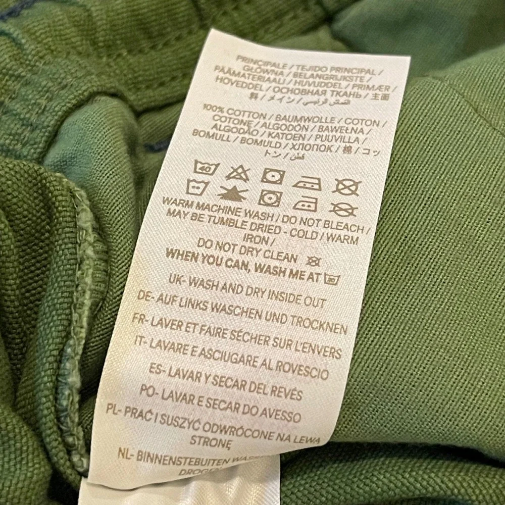 Mini Boden Cargo Shorts Kids 8-9Y Green Gorpcore Utility Canvas Pull On Elastic